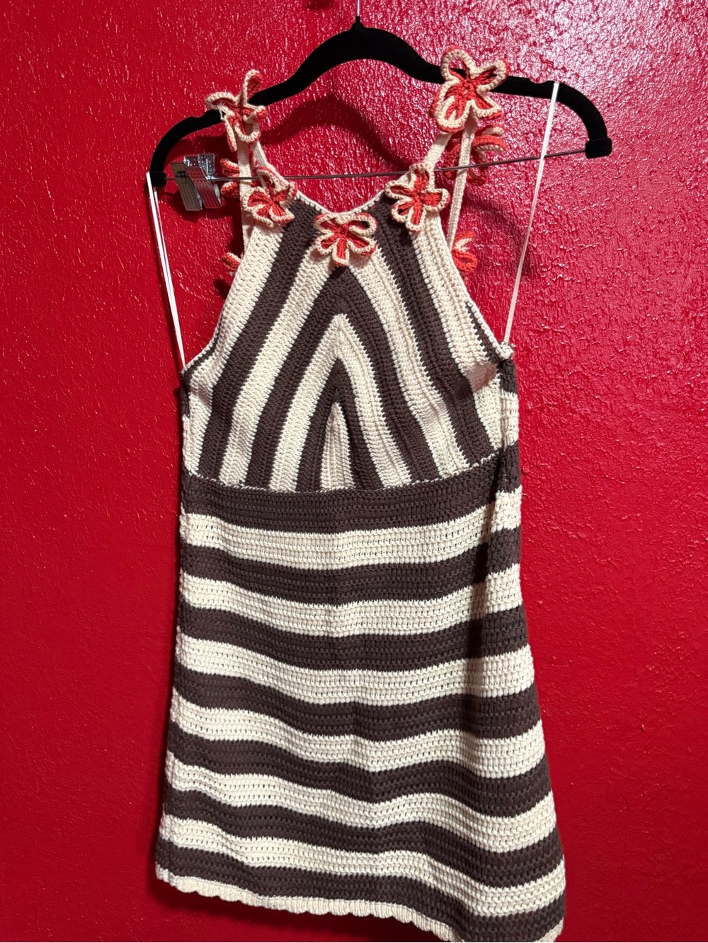 147. NWT Anthropologie Cream and Dark Brown Striped Crochet Top